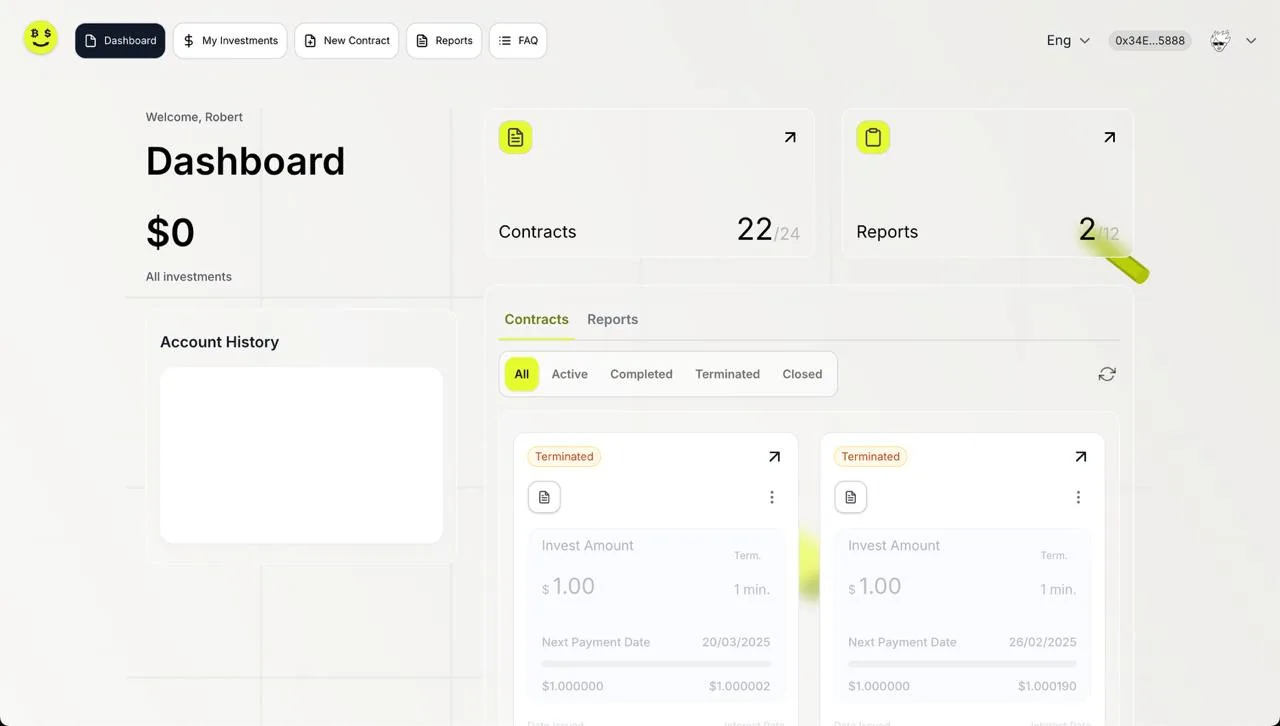 Web3 investment dashboard interface